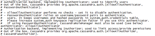 Cassandra Security configuration file changes